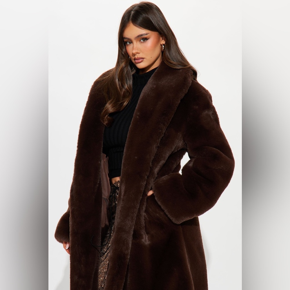 Brown Teddy Jacket Plush Oversized Collar